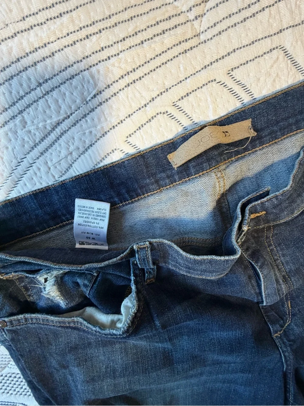 Joe's Jeans Distressed Dark Blue Straight Leg Jeans